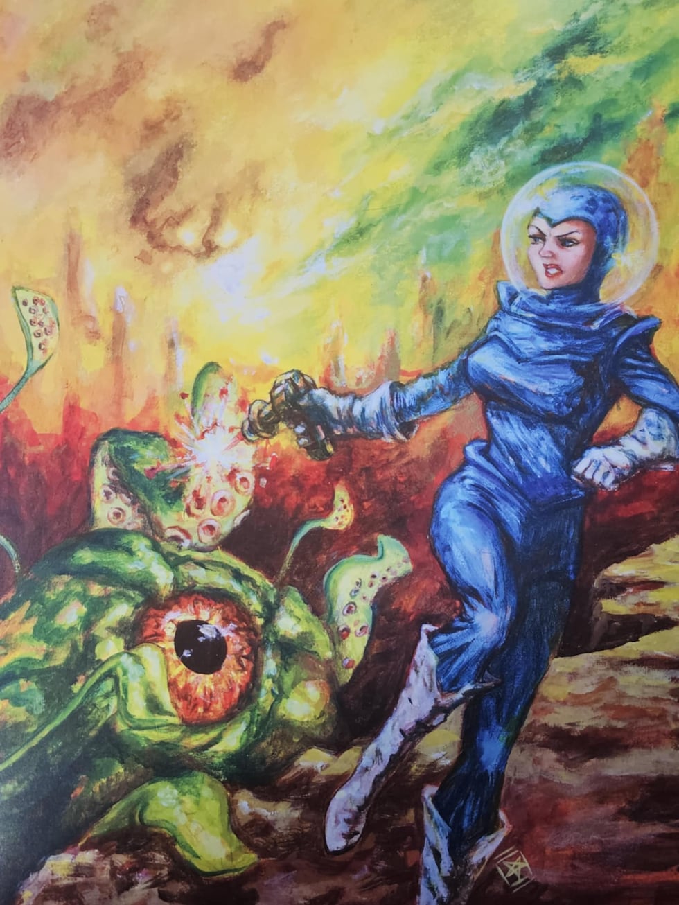 Shreveport artist Star Williams paints old-style sci-fi fiction art. One character of hers has...