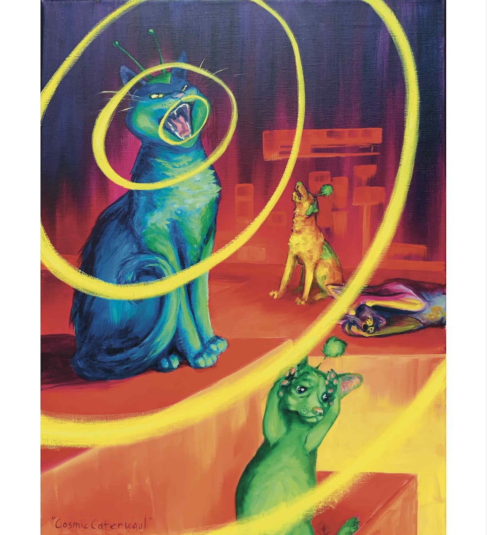 Shreveport artist Star Williams paints old-style sci-fi fiction art. One character of hers has...