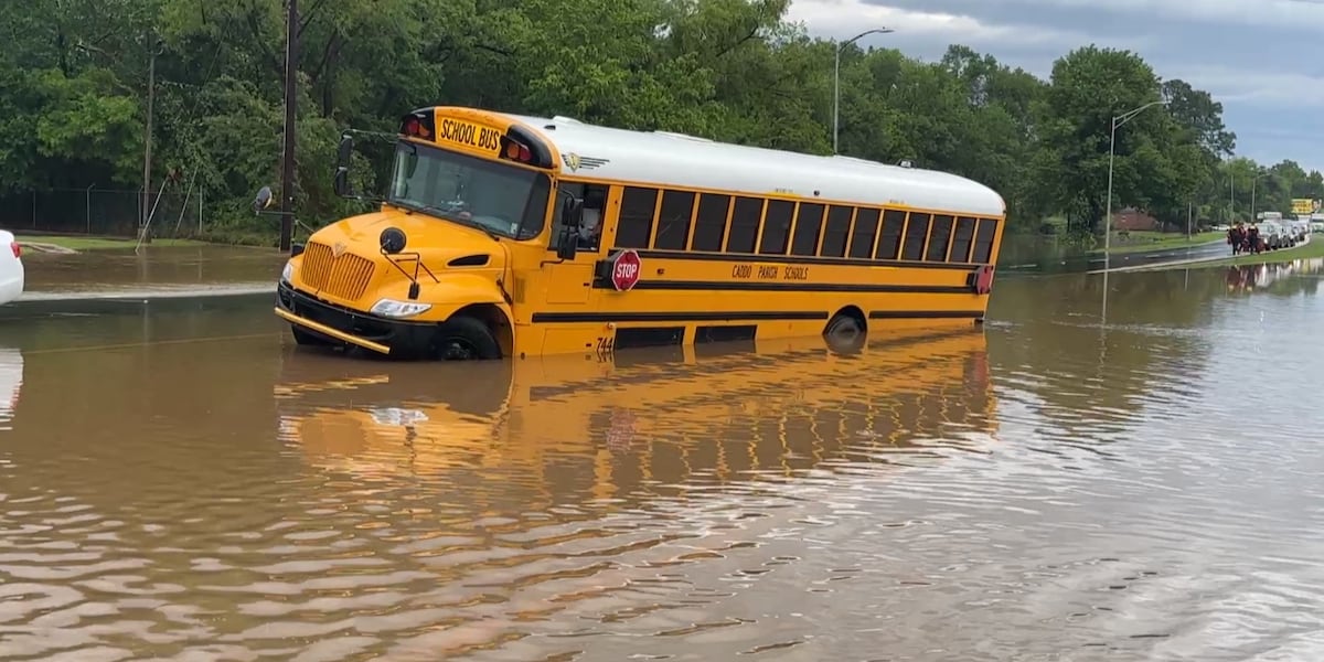 Video of Caddo school bus driving into floodwater released by school