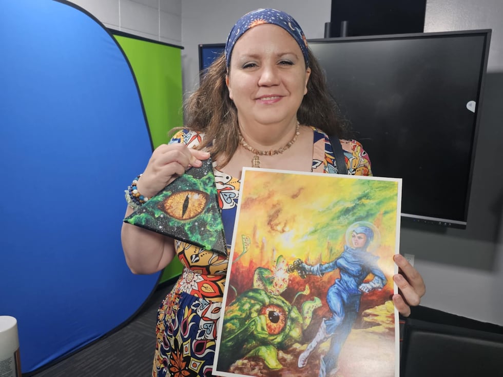 Shreveport artist Star Williams paints old-style sci-fi fiction art. One character of hers has...