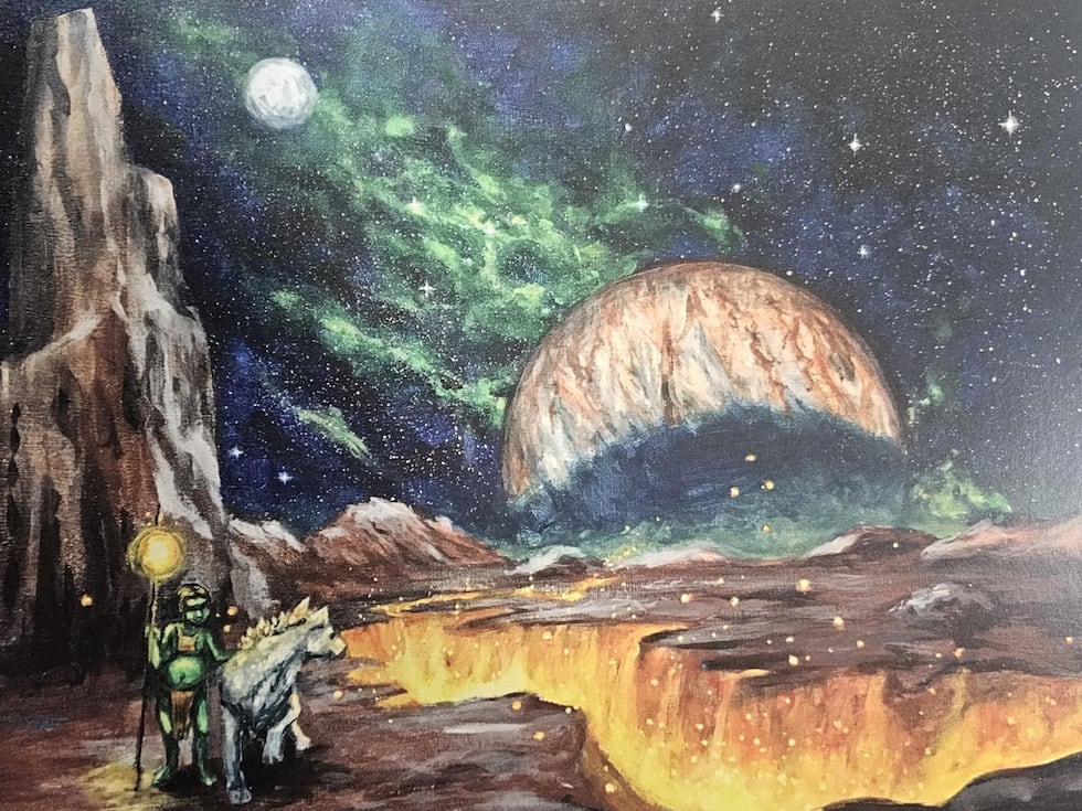 Shreveport artist Star Williams paints old-style sci-fi fiction art. One character of hers has...