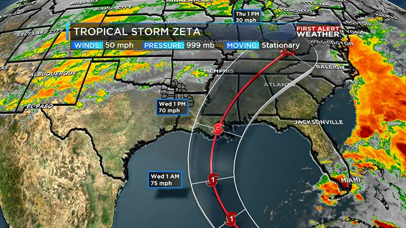 Zetz Forms Tropical Storm Zeta forms. Rain and cool weather ahead for the ArkLaTex