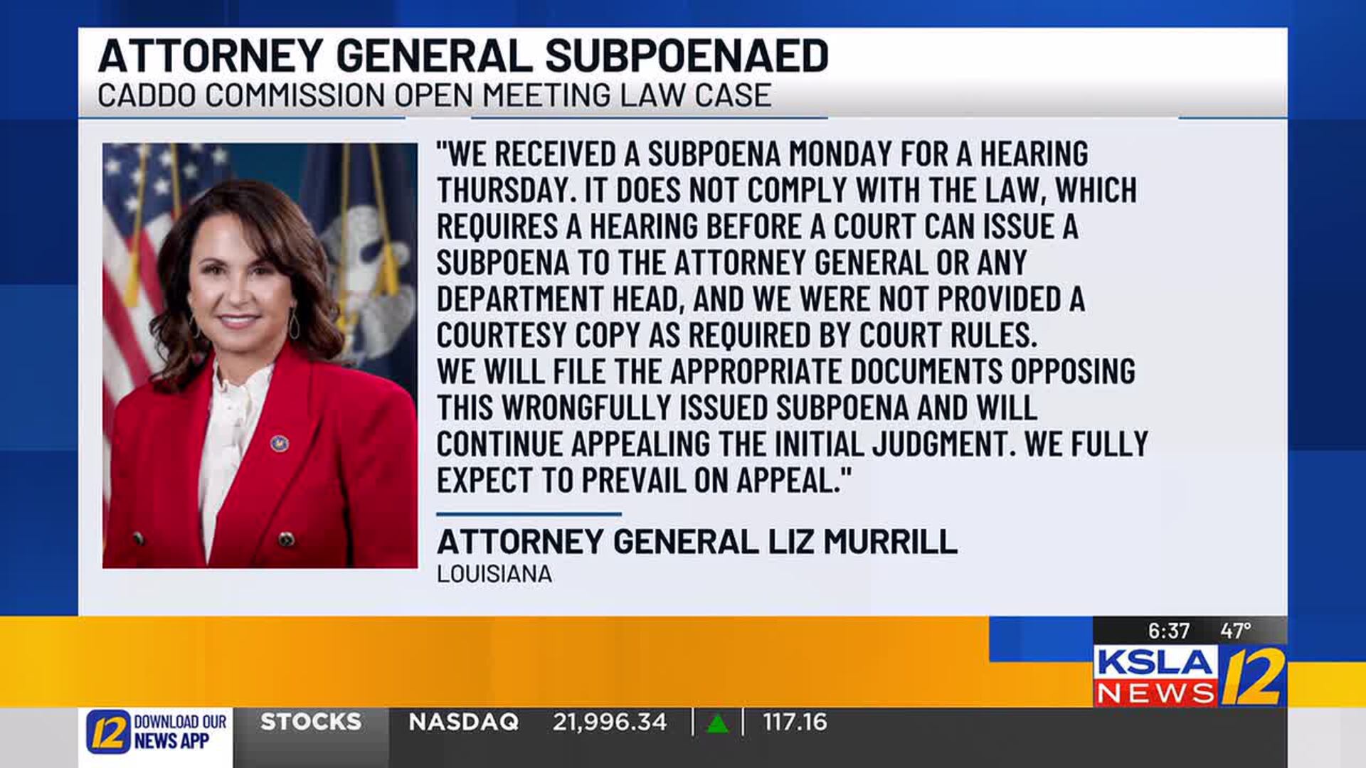LA Attorney General responds to subpoena LA Attorney General responds to subpoena
