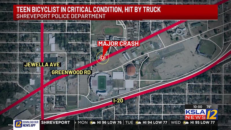 A 14-year-old is in critical condition after he was struck by a truck while riding his bike.